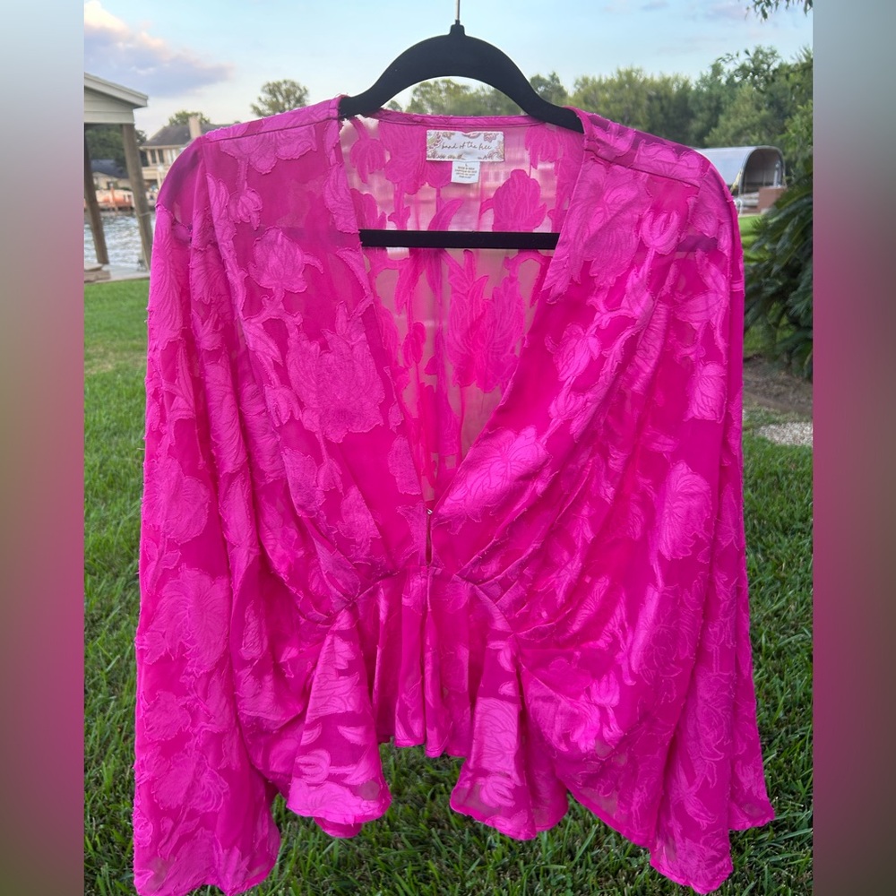 Band of the Free , Fuchsia Pink Batwing Top